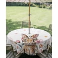 thumbnail image 3 of Outdoor Tablecloth with Umbrella Hole Zipper Easter Round Tablecloth 60" Waterproof Outside Table Cloth Spring Cute Rabbit Eggs Botanical Flowers Rose Patio Table Cover Tablecloths for Picnic Party, 3 of 8