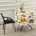 thumbnail image 7 of SKYSONIC 60" Thanksgiving Round Tablecloth Autumn Pumpkin Turkey Washable Polyester Table Cloth Decorative Table Cover for Christmas Wedding Party Dining Banquet, 7 of 7