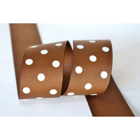 Ribbon Bazaar Grosgrain Polka Dots 7/8 inch Turftan 25 yards 100% Polyester Ribbon