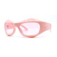 thumbnail image 2 of Trendy Fashion Curved Wrap Sport Thick Plastic Sunglasses All Pink, 2 of 4