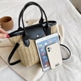 thumbnail image 2 of Bolsa de playa de paja de mensajero de hombro tejido de vacaciones de verano bohemio para mujer Sywqhk Para Estrenar, 2 of 9
