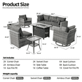 thumbnail image 3 of Vcatnet Outdoor Patio Furniture Sets, 9 Pieces Sectional Sofa with Fire Pit, All Weather Wicker Conversation Set with Swivel Glider Chairs and Coffee Table, Black, 3 of 10