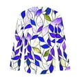 thumbnail image 5 of V Neck Tops for Women Dressy Tunic T-Shirts Juniors Pleated Button 3/4 Length Sleeve Blouse Teen Girls Casual Cute Floral Print Pullover Tee, 5 of 5