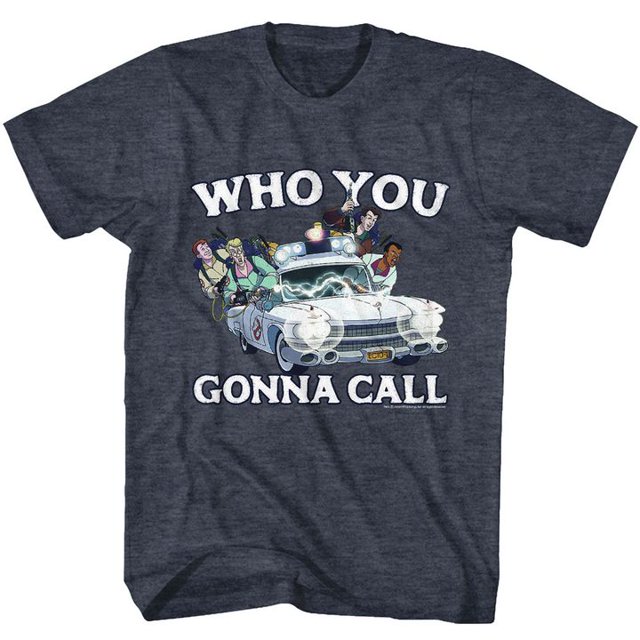 The Real Ghostbusters Who You Gonna Call Navy Heather Adult T-Shirt 5Xl