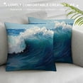 thumbnail image 3 of Creowell Pillowcase Ocean Wave Paintings Blue Abstract Waves Landscape Pictures Wave Paintings for Wall Ocean Prints Wall Art Sea Wave Poster White and Blue Beach Pictures for Room, 3 of 5