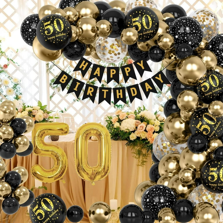 50th Birthday Party Decorations Kit - Multicolor Foil Hat, Glasses, Sash & Noisemaker For Milestone Celebration