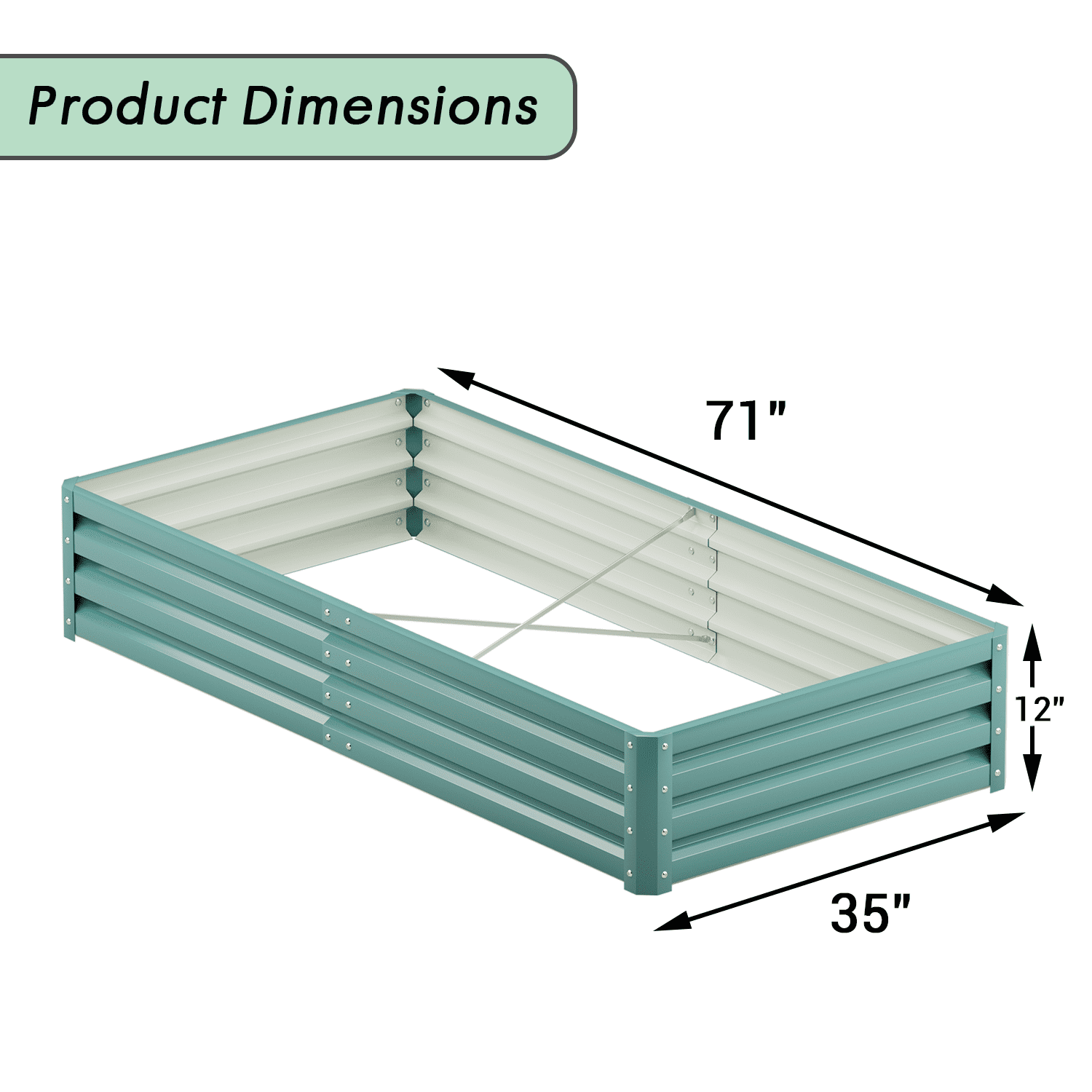 Vineego 6x3x1FT Raised Garden Bed Kit, Galvanized Planter Raised Garden Boxes Outdoor, Square Large Metal Raised Garden Beds