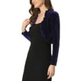 thumbnail image 4 of INSPIRE CHIC Women's Sweaters Knit Velvet Open Front Long Sleeves Shrug Cropped Cardigan L Purple Blue, 4 of 6