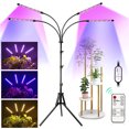 thumbnail image 2 of 4 Heads 80 LED Full Spectrum Plants Grow Light, Red, Blue, Yellow Ttricolor Light, Rechargeable 1.6M Adjustable Tripod Floor Standing Grow Light with Remote Control, 2 of 12