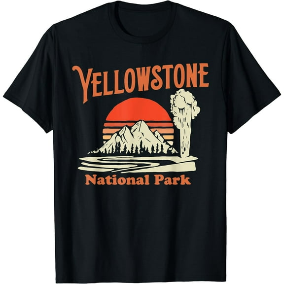Vintage Yellowstone National Park Funny T-Shirt Black Small