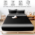 thumbnail image 5 of Twin Sze Fitted Sheet Set - Black Striped 2 Piece Bedding Sets 16" Deep Pocket Fitted Sheet with 1 Pillowcase, Farmhouse Black White Stripes Brushed Microfiber Hotel Luxury Bed Sheets, 5 of 9