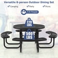 thumbnail image 5 of Costway 45" Coated Steel Camping Table Outdoor Round Picnic Table & Bench Set for 8 Black, 5 of 10