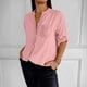 thumbnail image 2 of Top informal de mujer con cuello en V y lentejuelas y manga media - Blusa brillante de manga corta - Poliéster, corte holgado - S-XXXXXL, 2 of 5