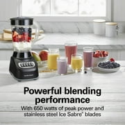 Hamilton Beach Smoothie Blender, 48 oz BPA-Free Jar 650 W 12-Function Countertop Blender for Kitchen, Black