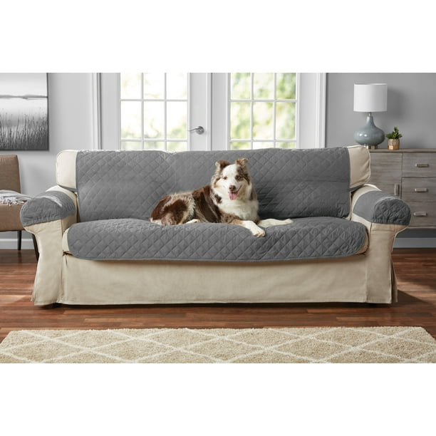 Mainstays 100 Waterproof Quilted Fabric Pet Cover Multipurpose Sofa Furniture Protector Gray 3 Piece Com Waterproof Quilted Fabric Pet Cover, How To Cover A Sofa With Quilted Fabric