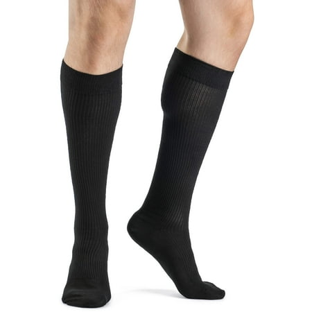 Sigvaris Well Being 186 Men's Casual Cotton 15-20 Knee High Compression Socks Black B