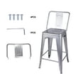 thumbnail image 2 of Leejay Silver 24 inch High Back Counter Height Metal Barstool,Set of 2, 2 of 6