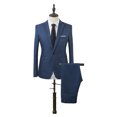 thumbnail image 4 of SMihono Men's Trendy Suit Blazer + Shirt + Suit Pants Three Piece Set Business Pocket Work Office Lapel Collar Button Suit Coat Prom Wedding Long Sleeve Tuxedo Slim Fit Solid Navy 6, 4 of 4