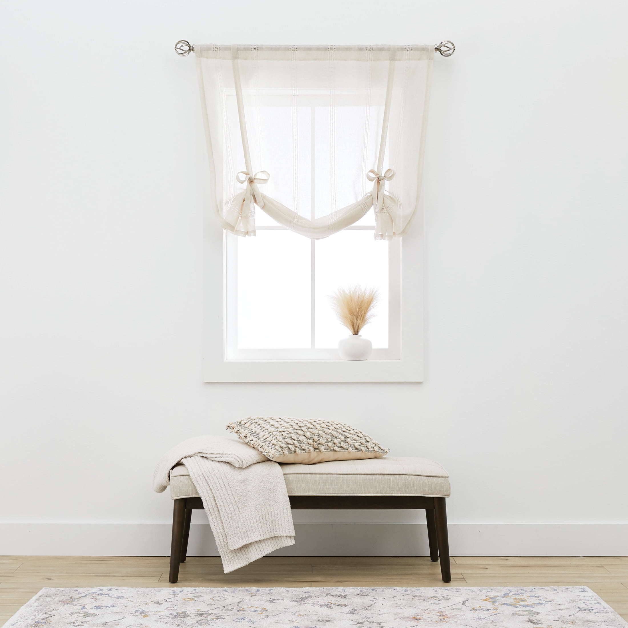 (2 pack) Better Homes & Gardens Specialty Stich Single Curtain Balloon Shade, Papyrus Beige, 42" W x 63" L