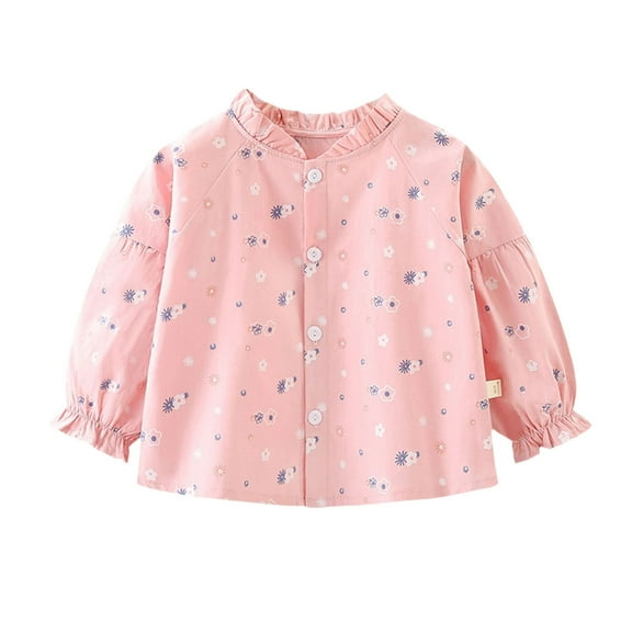 zbxnLI Toddler Baby Girls Shirts Floral Cute Button down Shirt for Little Girls Long Sleeve Spring Fall Tops