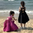 thumbnail image 4 of Beach Clothing for Kids Westernized Girls Open Back Sleeveless Tank Top Dress Daily Versatile Black Dresses, 4 of 5