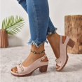 thumbnail image 7 of Fnooota Block Heel Sandals for Women, Adjustable Non-slip Ankle Strap Open Toe Summer Shoes Pink Size 8.5, 7 of 7