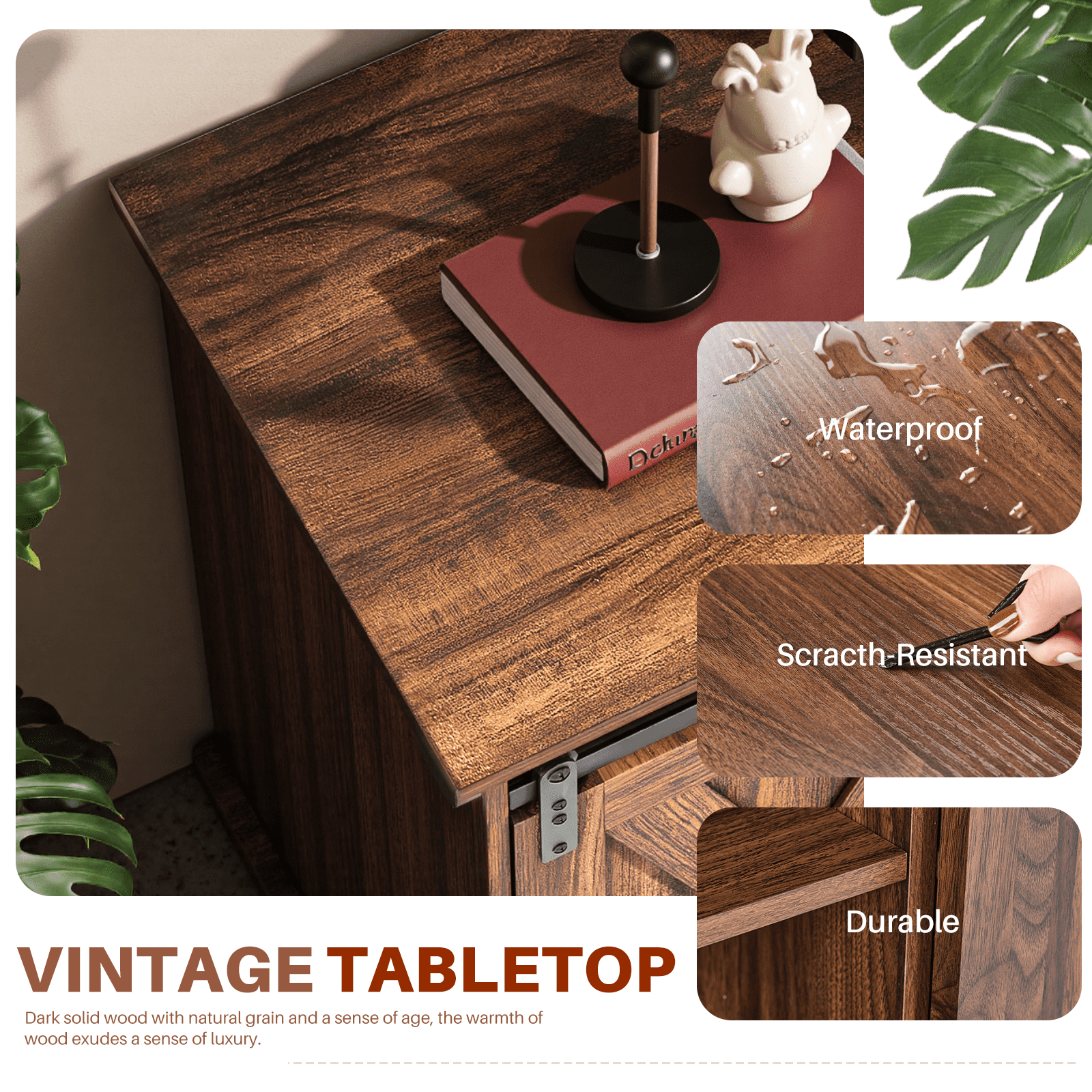 Aukfa TV Stand for TVs up to 65", Entertainment Center with Storage Cabinets and Sliding Barn Doors, for Living Room Bedroom,Walnut