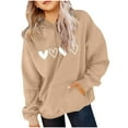 thumbnail image 2 of SGFCWSX Girls Oversized Heart Print Hoodie, Teens Comfort Pullover Soft with Pocket Sweatshirt for Daily Casual Wear Khaki Size 13-14 Years, 2 of 6