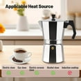 thumbnail image 4 of 6 Cup Aluminum Moka Pot Classic Stovetop Espresso Coffee Maker 300ml 10oz Coffeemaker Percolator Mocha Pot Greca Coffee Maker Cafe Makers for Italian and Cuban Café Brewing Silver, 4 of 8