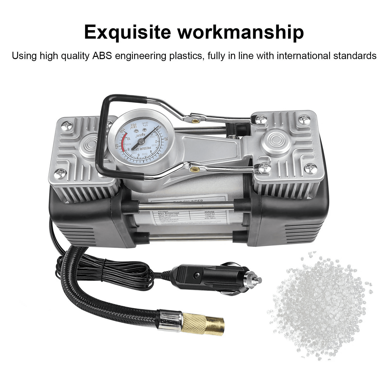 Woudy Heavy Duty Portable Air Compressor Car Tire Inflator Electric Pump Auto 12V