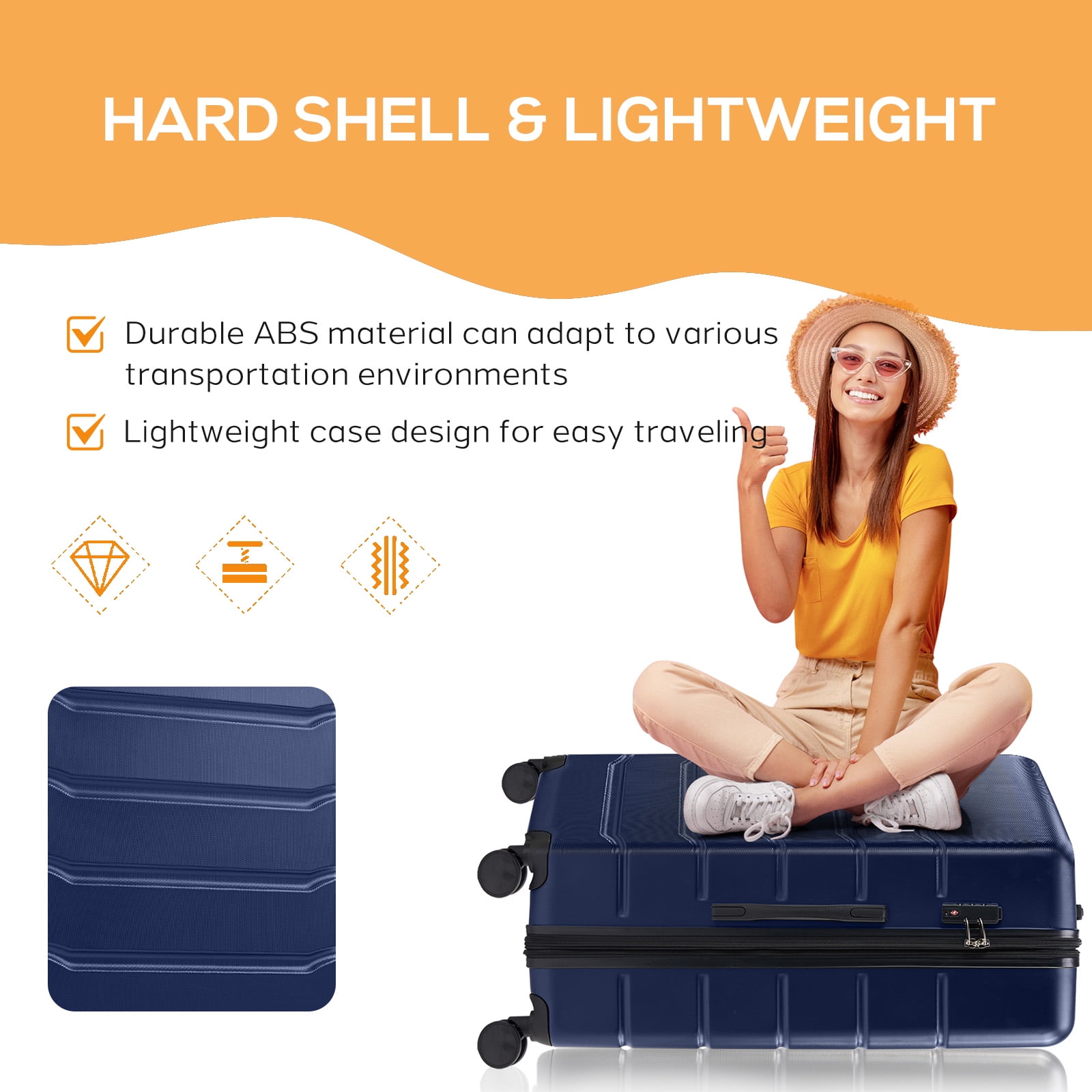 Aidoly 28 Inch Luggage with TSA Lock, Hard Shell Suitcase with Spinner Wheels, Expandable Luggage, Blue