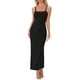 thumbnail image 1 of Vestido Maxi Bodycon Inspire Chic para Mujer con tirantes elásticos, vestido largo de fiesta y club con abertura, color negro, 1 of 6