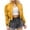 Yellow, variant on Tqcoqu Women's Solid Cropped Puffer Jacket, Stand Collar Zip & Button Long Sleeve Warm Winter Short Outerwear