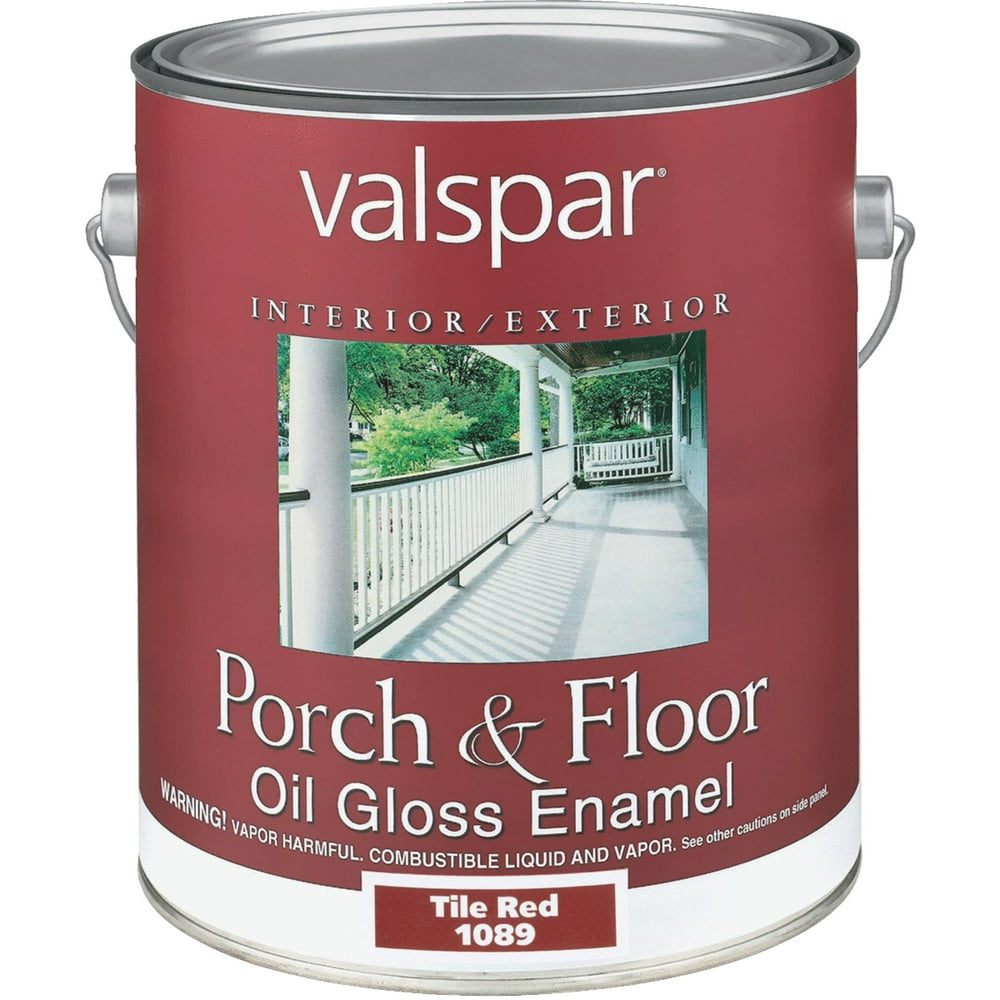 Valspar 1089 Porch and Floor Enamel Paint, HighGloss, Tile Red, 1 gal