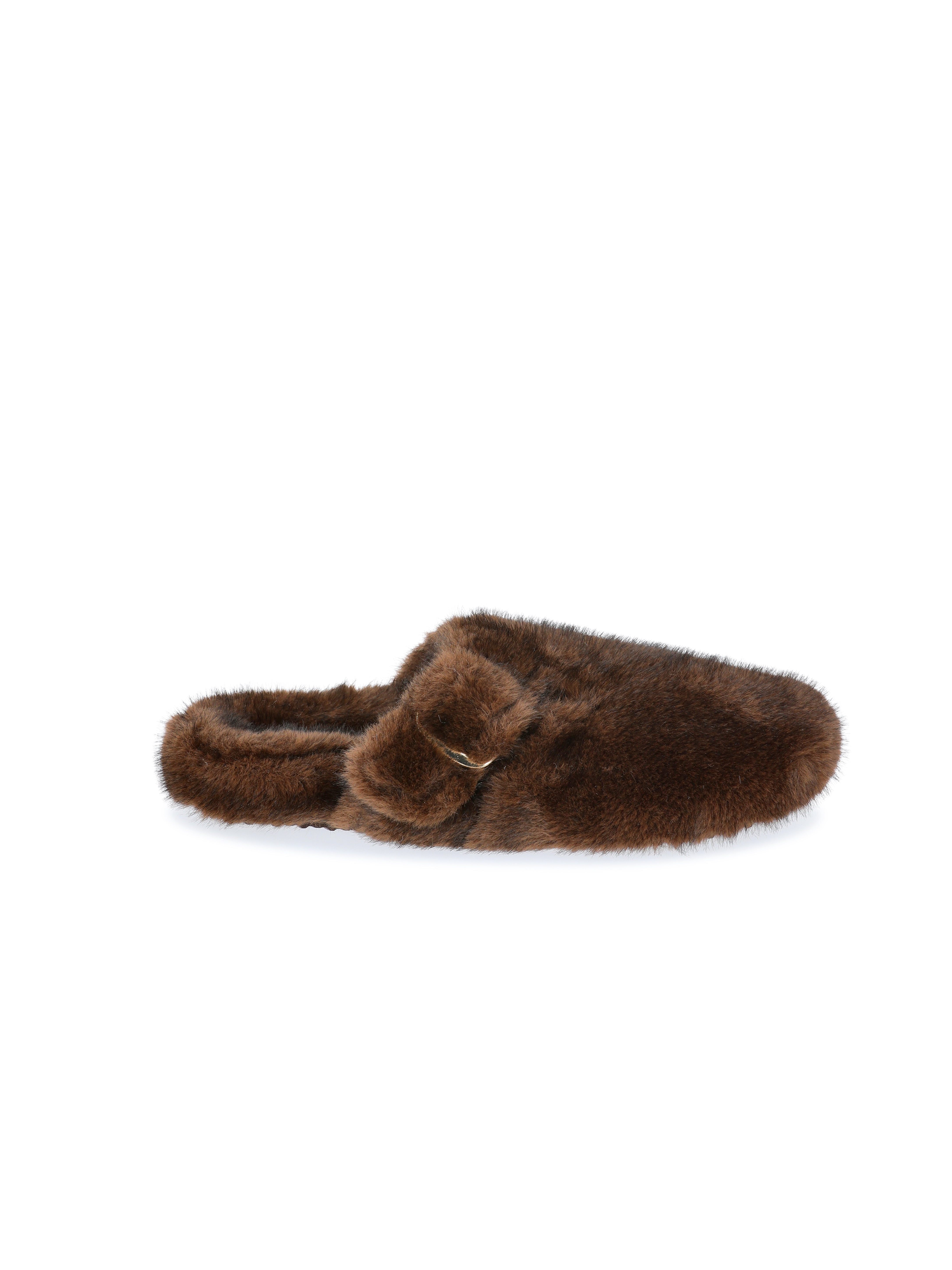 No Boundaries Women's Faux Fur Buckle Clog Slippers
