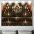 thumbnail image 3 of 8 x 6 ft Bookshelf Photo Backdrop,Glitter Crystal Chandelier Library Bookcase Fabric Background Official Metting Video Wallpaper Event Banner Photography Photo Shoot Birthday Party Decoration, 3 of 4