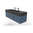 thumbnail image 3 of Nile 60" Blue Wood Floating Vanity with Black Top and Gold Trim, 3 of 10