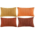 thumbnail image 6 of Set of 4 Burnt Orange Fall Lumbar Rectangle Decorative Throw Pillow Covers 14x24 Inch for Couch Bed Chair, Farmhouse Boho Room Decor, Soft Fuzzy Thick Corduroy Textured Cushion Case 35x60cm, 6 of 7