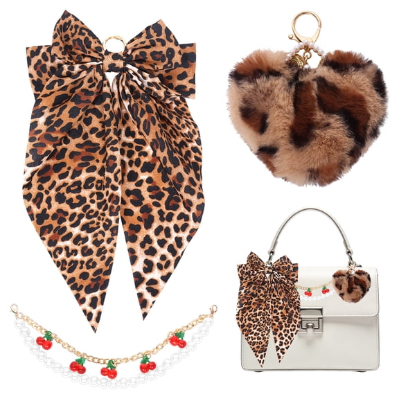 Austok 3Pcs Tote Bag Decor Kit Decorative Handbag Bow and Pom Pom Accessories with Chains for Handbags Beach Bag Backpack