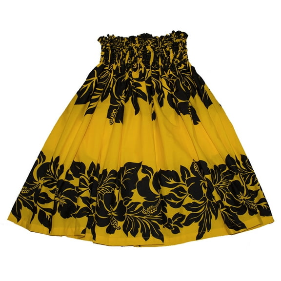 Hawaiian Hula Skirts For 7 - 12 Years Old Girls Pa'u Hula Dancer Dress, Girls children Size, Yellow and Black Color