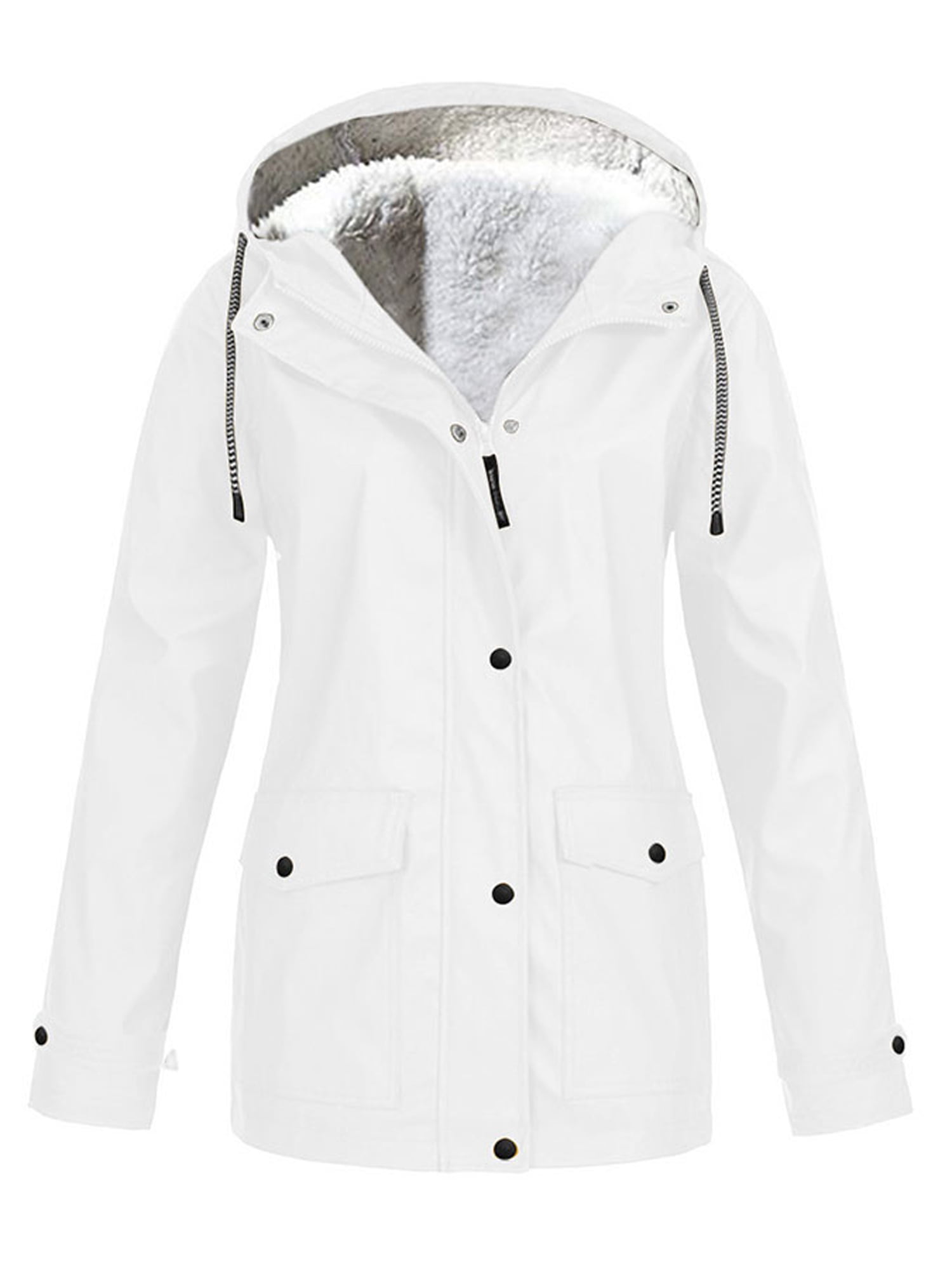 Women's Waterproof Jacket Raincoat Fleece Lined Warm Winter Coat Plus ...