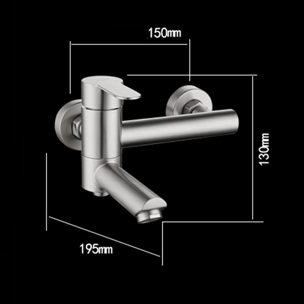 bathtub faucet Wall Mounted Stainless Steel Shower Faucet Cold and Hot Water Bathroom Bath Faucet Brushed-B