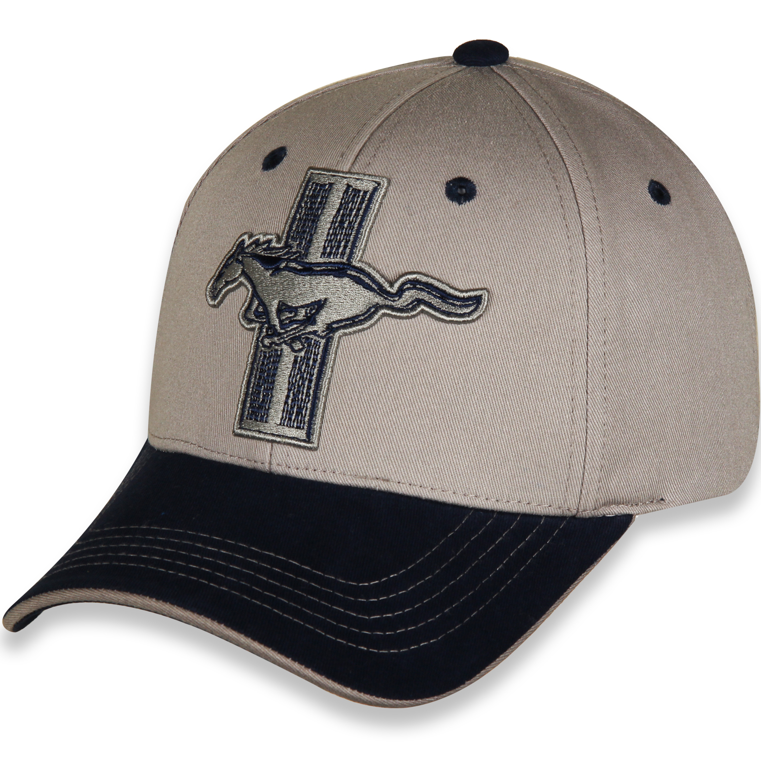 Ford Mustang Tri-Bar Gray and Blue Cotton Hat - Adult