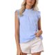 thumbnail image 1 of Blusa ajustada de cuello redondo de manga corta arrugada para mujer INSPIRE CHIC, casual, de verano, color azul, talla XS, 1 of 1