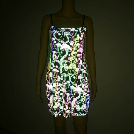 Herrnalise Women s Summer Boho Floral Print Sexy Printed Colorful Reflective Sling Dress Slim Bag Hip Sling Dress