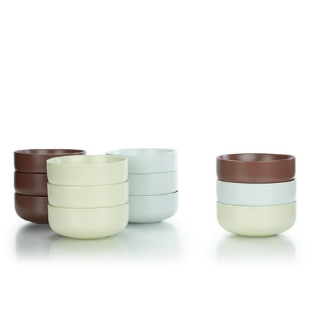 

Everything Kitchens Modern Flat 12-Piece Bowl Set | Brown Beige & Stone Gray