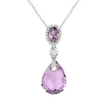 Natural Pink Amethyst Pendant in .925 Sterling Silver Pink Pendant Necklace For Women Teardrop Necklace February Birthstone Month Jewelry Gift For Her