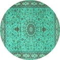 thumbnail image 1 of Ahgly Company Indoor Round Medallion Turquoise Blue Traditional Area Rugs, 5' Round, 1 of 4