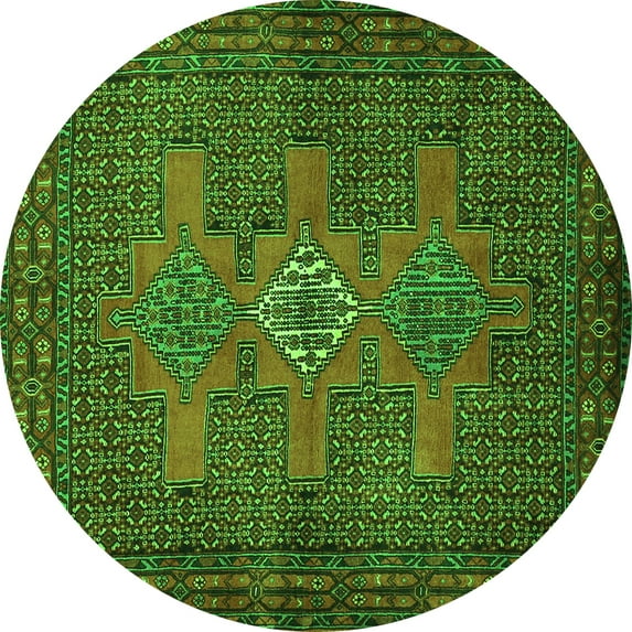 Ahgly Company Indoor Round Persian Green Traditional Area Rugs, 7' Round