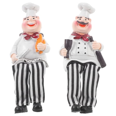 BESTOYARD decorative figurines Chef Figurine Resin Home Decor Couples Giving 2pcs